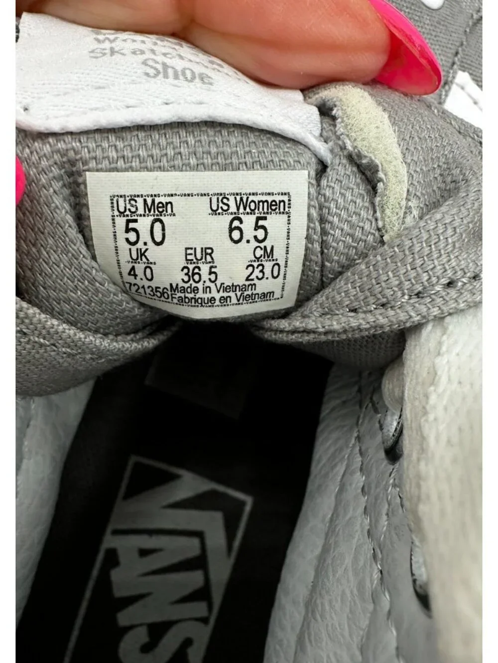 Vans SK8-Hi Gray White Canvas High Top Sneakers Womens 6.5 Mens 5 NWT